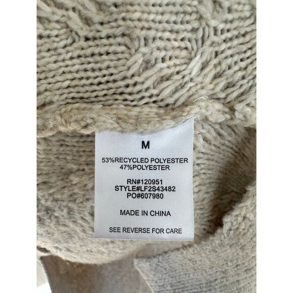 Olive + Oak Cable Knit Oatmeal Cardigan Sweater, Size M - Picture 5 of 8